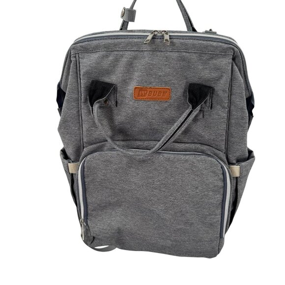 Unbranded Grey Backpack Diaper Bag With Multiple Pockets For Organization - Picture 1 of 7